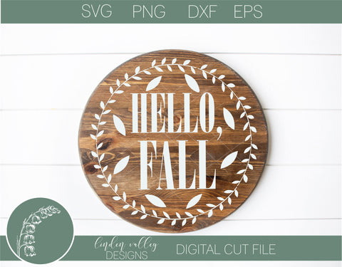 Hello Fall Wreath Round SVG SVG Linden Valley Designs 