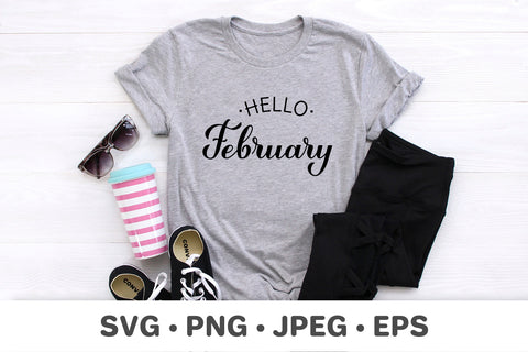 Hello February. Handwritten winter quote SVG LaBelezoka 