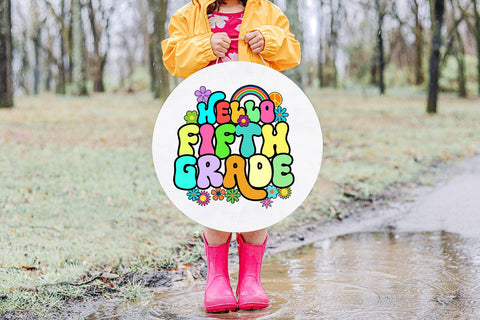 Hello Fifth Grade First Day School PNG I Back to School PNG Sublimation Happy Printables Club 