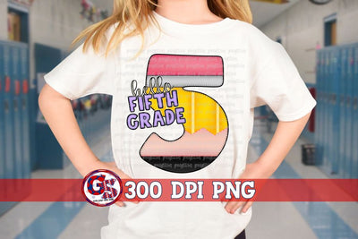 Hello Fifth Grade PNG for Sublimation Sublimation Greedy Stitches 