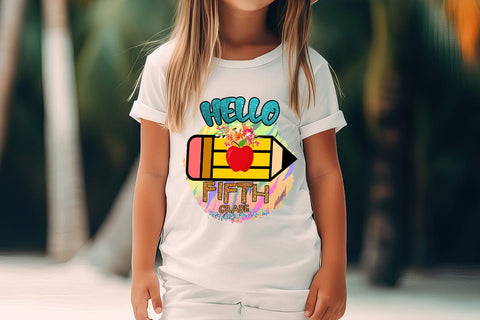 Hello Fifth Grade PNG I First Day School Shirt PNG I School Sublimation Happy Printables Club 