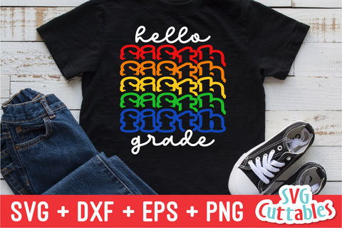Hello Fifth Grade svg - 5th Grade Cut File - Back To School svg - dxf - eps - png - Cut File - Silhouette - Cricut - Digital Download SVG Svg Cuttables 
