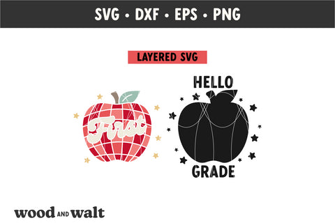 Hello First Grade Apple SVG | Back To School SVG SVG Wood And Walt 