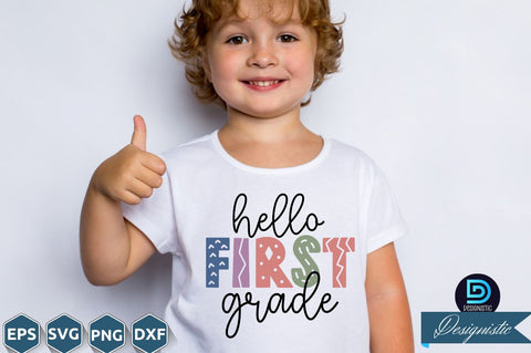 Hello first grade, Back to School SVG SVG DESIGNISTIC 