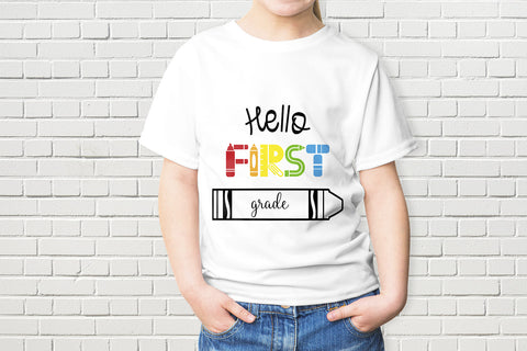 Hello First Grade Crayon SVG Sublimatiz Designs 