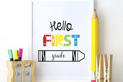Hello First Grade Crayon SVG Sublimatiz Designs 