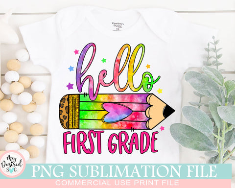 Hello First Grade PNG, School Designs, Back to School 1st grade Design, First Grade Shirt, Gift for Teachers, Sublimation Designs Downloads Sublimation MyDesiredSVG 