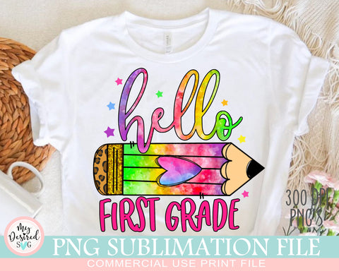 Hello First Grade PNG, School Designs, Back to School 1st grade Design, First Grade Shirt, Gift for Teachers, Sublimation Designs Downloads Sublimation MyDesiredSVG 