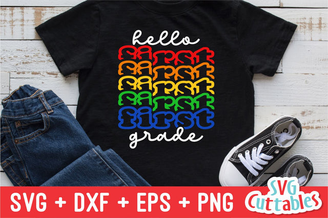 Hello First Grade svg - 1st Grade Cut File - Back To School svg - dxf - eps - png - Cut File - Silhouette - Cricut - Digital Download SVG Svg Cuttables 