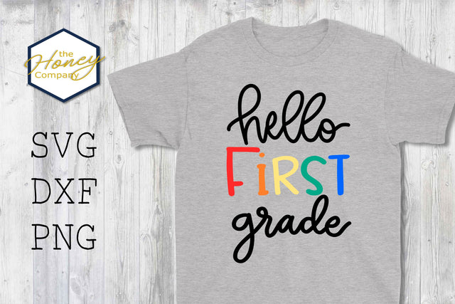 Hello First Grade SVG PNG DXF 1st Grade Teacher SVG The Honey Company 