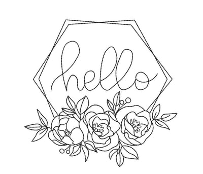 Hello floral frame wreath Machine Embroidery Design Embroidery/Applique DESIGNS Canada Embroidery 
