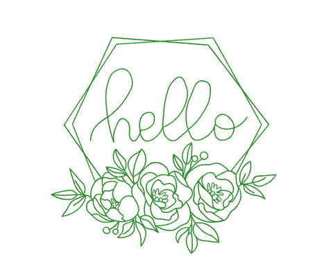 Hello floral frame wreath Machine Embroidery Design Embroidery/Applique DESIGNS Canada Embroidery 
