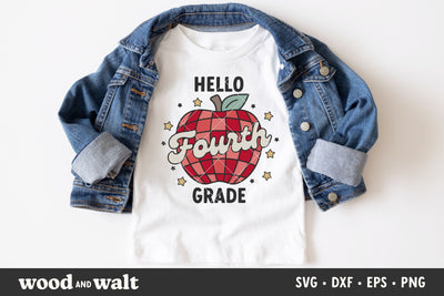 Hello Fourth Grade Apple SVG | Back To School SVG SVG Wood And Walt 