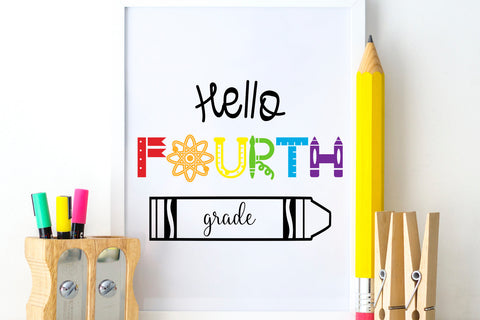 Hello Fourth Grade Crayon SVG Sublimatiz Designs 