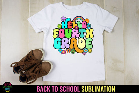Hello Fourth Grade First Day School PNG I Back to School PNG Sublimation Happy Printables Club 