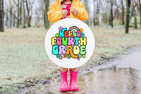 Hello Fourth Grade First Day School PNG I Back to School PNG Sublimation Happy Printables Club 