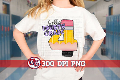 Hello Fourth Grade PNG for Sublimation Sublimation Greedy Stitches 