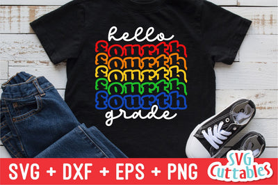 Hello Fourth Grade svg - 4th Grade Cut File - Back To School svg - dxf - eps - png - Cut File - Silhouette - Cricut - Digital Download SVG Svg Cuttables 