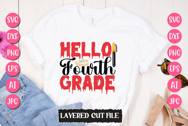 Hello Fourth Grade SVG Cut File SVG Newmockups 