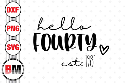 Hello Fourty Birthday SVG, PNG, DXF Files SVG BMDesign 
