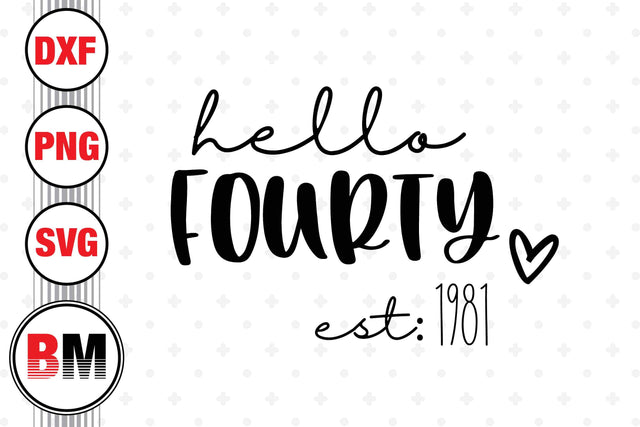 Hello Fourty Birthday SVG, PNG, DXF Files SVG BMDesign 