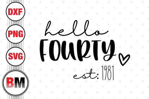 Hello Fourty Birthday SVG, PNG, DXF Files SVG BMDesign 