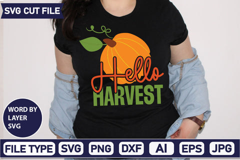 Hello Harvest SVG Cut File SVGs quotes-and-sayings food-drink mini-bundles print-cut on-sale Clipart Clip Art Sublimation or Vinyl Shirt Design SVG DesignPlante 503 