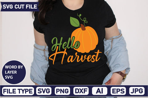 Hello Harvest SVG Cut File SVGs quotes-and-sayings food-drink mini-bundles print-cut on-sale Clipart Clip Art Sublimation or Vinyl Shirt Design SVG DesignPlante 503 