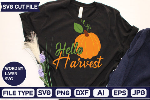 Hello Harvest SVG Cut File SVGs quotes-and-sayings food-drink mini-bundles print-cut on-sale Clipart Clip Art Sublimation or Vinyl Shirt Design SVG DesignPlante 503 