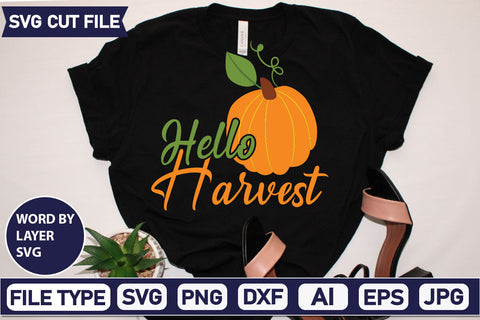 Hello Harvest SVG Cut File SVGs quotes-and-sayings food-drink mini-bundles print-cut on-sale Clipart Clip Art Sublimation or Vinyl Shirt Design SVG DesignPlante 503 