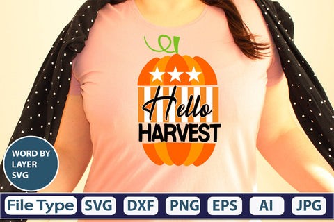Hello Harvest SVG Cut File SVGs,quotes-and-sayings,food-drink mini-bundles,print-cut,on-sale Clipart Clip Art Sublimation or Vinyl Shirt Design SVG DesignPlante 503 