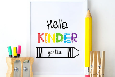 Hello Kinder Garten Crayon SVG Sublimatiz Designs 
