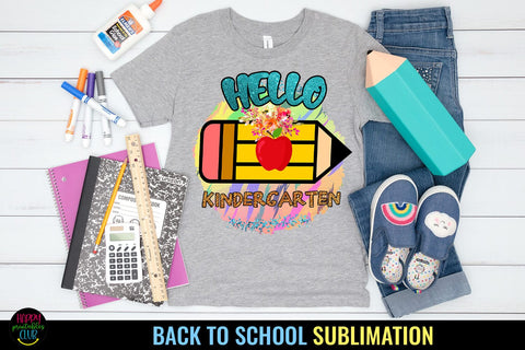 Hello Kindergarten PNG I First Day School Shirt PNG I School Sublimation Happy Printables Club 