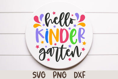 Hello Kindergarten Round Sign - Back to School SVG SVG Shine Green Art 