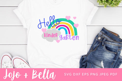 Hello Kindergarten Svg, Back to School Svg, Svg, School Svg, Rainbow Svg, Kids Svg, Shirt Svg, Svg Designs For Cricut, Cricut Svg SVG Jojo&Bella 