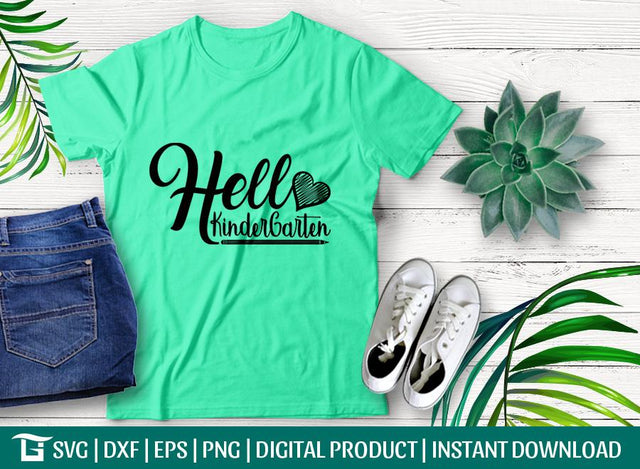 Hello Kindergarten Svg Cut File, Kinder Garten Svg, Kindergarten Svg, Teacher School Svg, Tshirt Design, SVG ETC Craft 