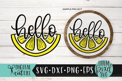 Hello Lemon Half Round Frame - Summer SVG SVG Lilium Pixel SVG 