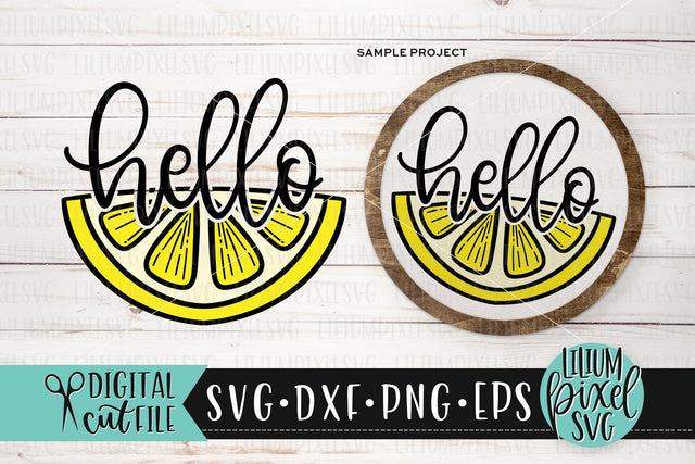 Hello Lemon Half Round Frame - Summer SVG SVG Lilium Pixel SVG 