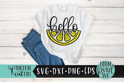 Hello Lemon Half Round Frame - Summer SVG SVG Lilium Pixel SVG 