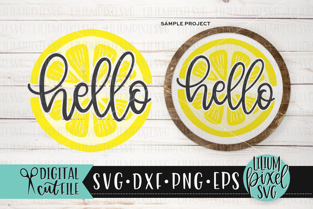 Hello Lemon Round Frame - Summer SVG SVG Lilium Pixel SVG 