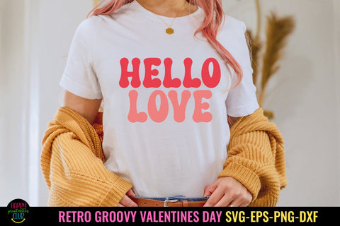 Hello Love I Groovy Valentines Day SVG I Valentine Cut Files SVG Happy Printables Club 