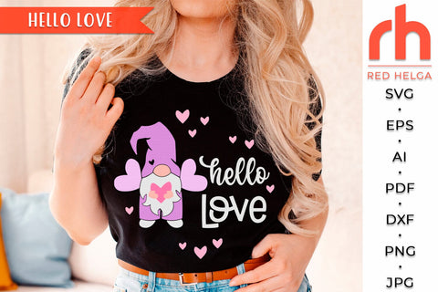 Hello Love SVG | Round Hanger Cut File | Valentine’s Door DXF SVG RedHelgaArt 