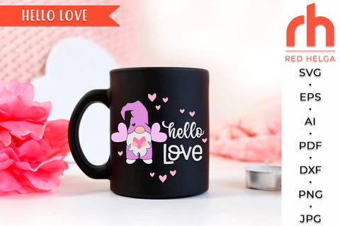 Hello Love SVG | Round Hanger Cut File | Valentine’s Door DXF SVG RedHelgaArt 