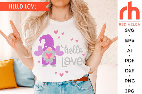 Hello Love SVG | Round Hanger Cut File | Valentine’s Door DXF SVG RedHelgaArt 