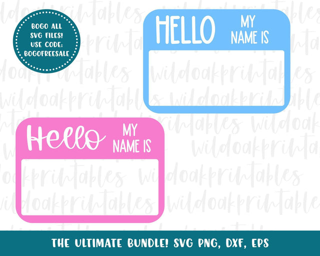 hello my name is nursery tag svg, hello my name is svg, preemie svg, nicu svg, baby name tag svg, svg tags for newborns, newborn svg SVG WildOakSVG 