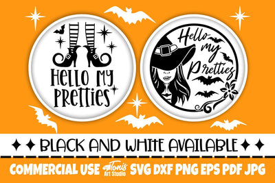 Hello My Pretties SVG, Halloween Round Sign Design SVG TonisArtStudio 