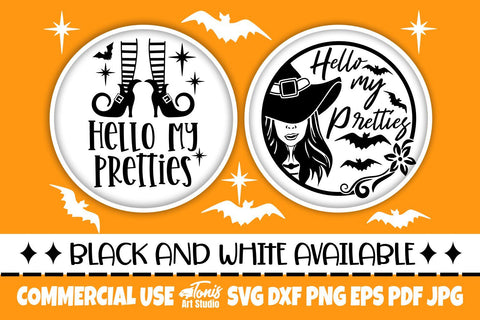 Hello My Pretties SVG, Halloween Round Sign Design SVG TonisArtStudio 