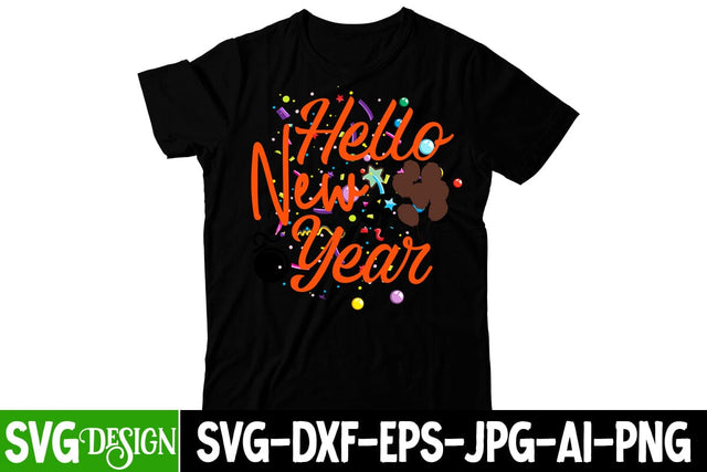 Hello New Year SVG Cut File, Happy New Year SVG Cut File SVG BlackCatsMedia 
