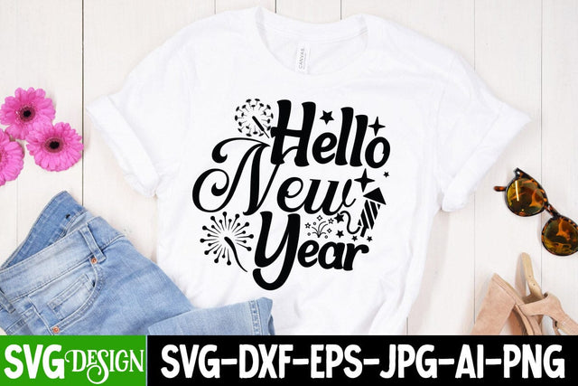 Hello New Year SVG Cut File SVG BlackCatsMedia 