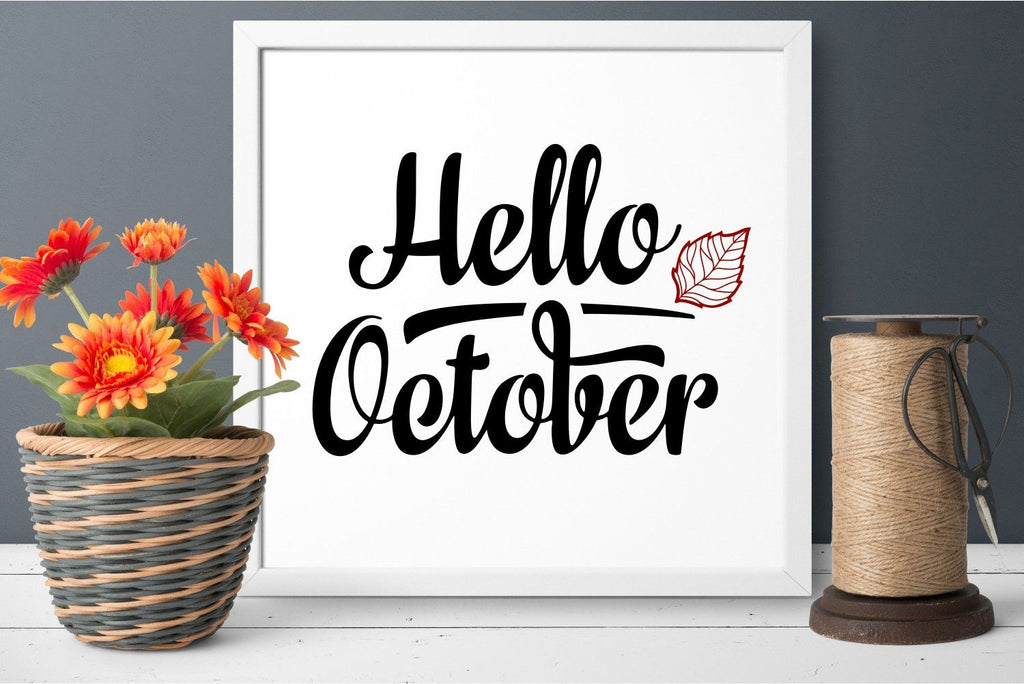 Hello October lettering phrase text svg - So Fontsy